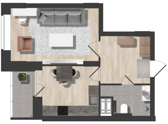 Квартира 1-комнатная - Визуализация квартиры
