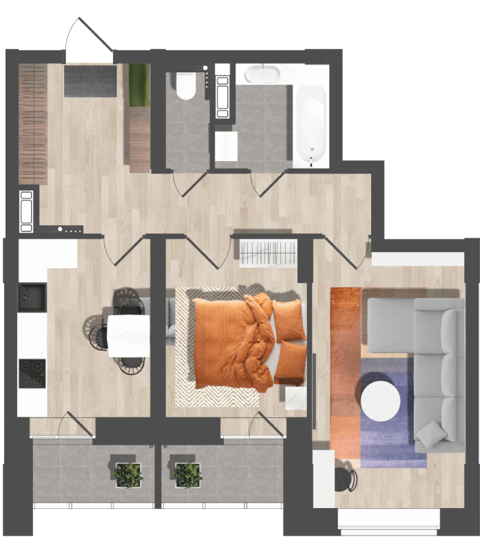 Квартира 2-комнатная - Визуализация квартиры