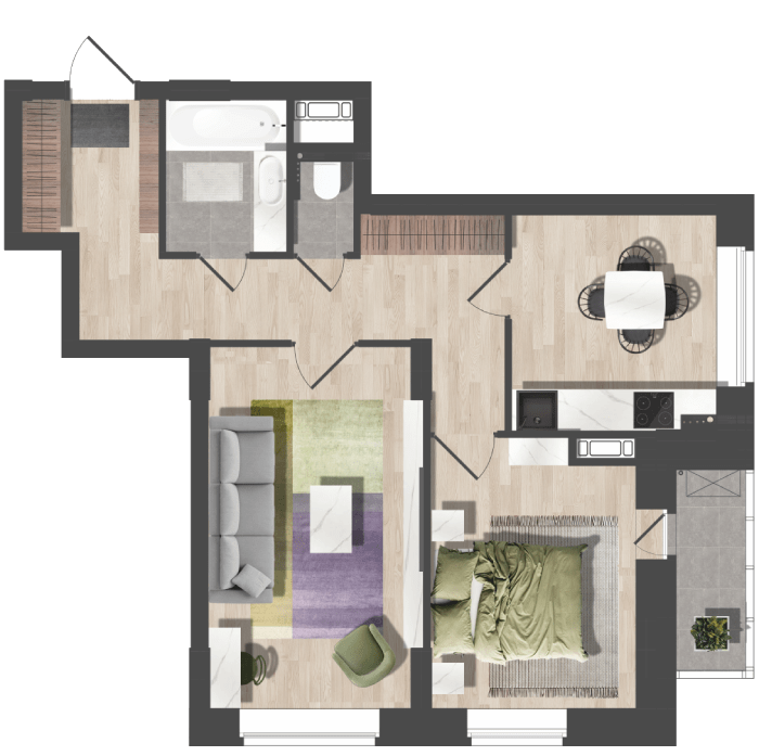 Квартира 2-комнатная - Визуализация квартиры