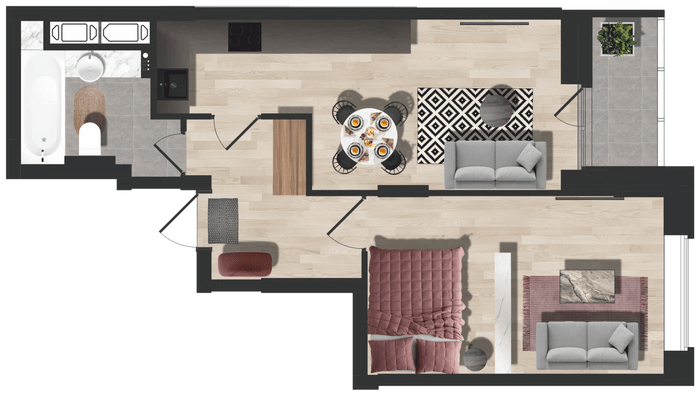 Квартира 1-комнатная - Визуализация квартиры