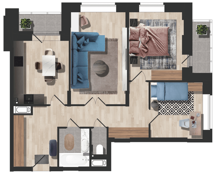 Квартира 3-комнатная - Визуализация квартиры